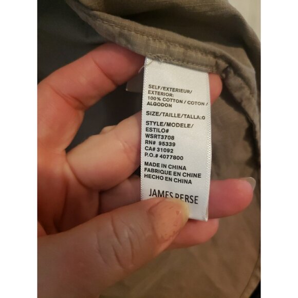 James Perse Shirt Button Front Cotton Gray Long Sleeve Sz 0  XS - Picture 7 of 8